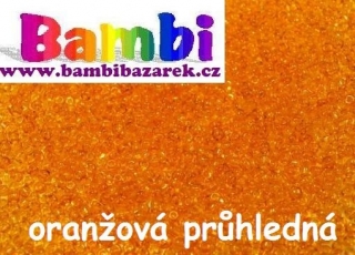 Korálky/rokajl průhledný - oranžová > (10-0) Ø2,3mm (sáček 30g)