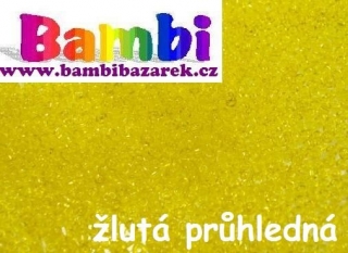 Korálky/rokajl průhledný - žlutá > (10/0) Ø2,3mm(sáček 30g)