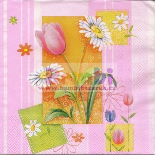 Třívrstvý ubrousek na decoupage - jarní květy
