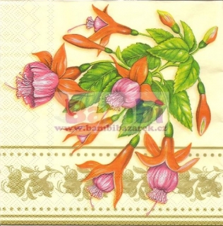 Třívrstvý ubrousek na decoupage - fuchsie