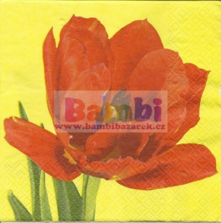 Třívrstvý ubrousek na decoupage - tulipán červený