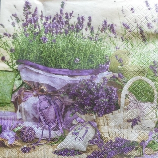 Třívrstvý ubrousek na decoupage - levandule - koš
