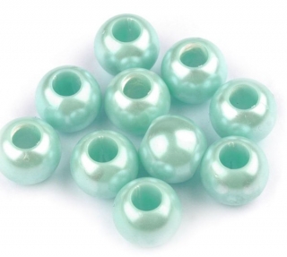 Plastové korálky VELKÝ PRŮVLEK - zelená - 12x14 mm
