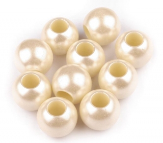 Plastové korálky VELKÝ PRŮVLEK - žlutá světlá - 12x14 mm