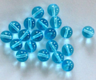 Korálky skleněné kulaté (20 g) - modrá tyrkysová AB lesk > Ø6mm