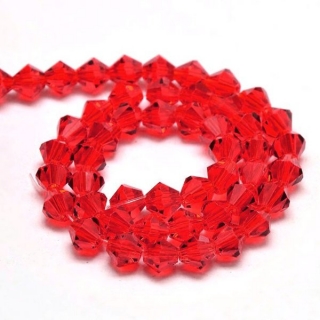 Korálky broušené/sluníčka - červená > Ø4mm (30 kusů)