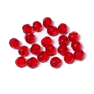Korálky broušené/ohňovky - červená > Ø4mm (30 kusů)