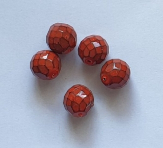 Korálky broušené/ohňovky - oranžová tmavá lakovaná > Ø14mm (5kusů)