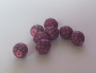 Korálky broušené/ohňovky - růžovofialová lakovaná > Ø10mm (10 kusů)