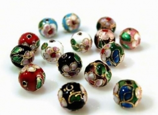 CLOISONNE kuličky - zelená Ø10mm (8kusů)