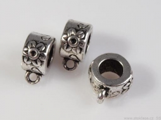 Korálek kovový závěsný - s květinkou 5x10mm