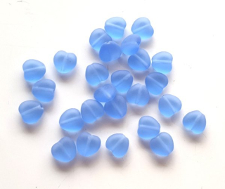 Korálky skleněné (sáček 20g) - srdíčko 8×8mm, modrá matná