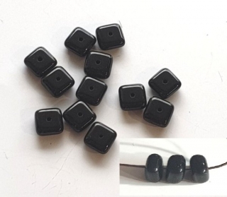 Korálky skleněné (sáček 20g) - čtvereček 8×8mm, černá
