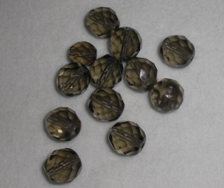 Korálky broušené/ohňovky - šedá kouřová > Ø12mm (8 kusů)