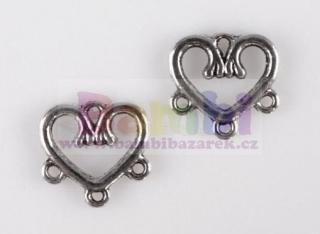 Ramínko na naušnice - srdce 14x15mm 3 očka (2ks)
