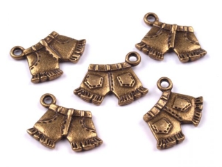 Přívěsek kovový - kraťasy 10x17mm - staromosaz