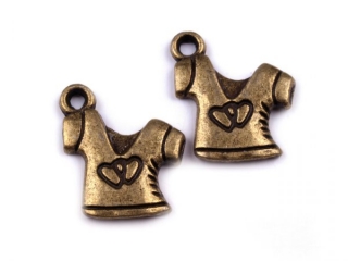 Přívěsek kovový - TRIČKO 13x13mm - staromosaz