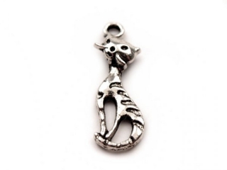 Přívěsek kovový - KOČKA 8x22mm - platina