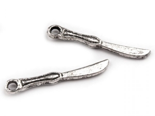 Přívěsek kovový - příbor - NŮŽ 3x21mm