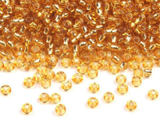 Rokajl PRECIOSA zlatá s průtahem > (9/0) Ø2,6mm (sáček 20g)