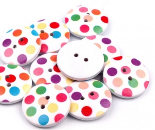 Knoflík dřevěný PUNTÍK - bílá - průměr 23mm