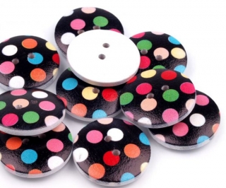 Knoflík dřevěný PUNTÍK - černá - průměr 23mm