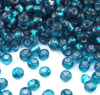 Korálky/rokajl s průtahem - modrá > (6/0) Ø4,1mm(sáček 30g)