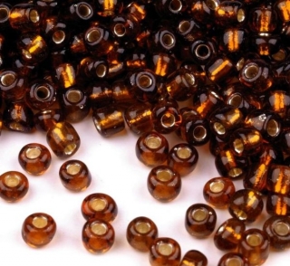 Korálky/rokajl - hnědá s průtahem > (6/0) Ø4,1mm (sáček 30g)