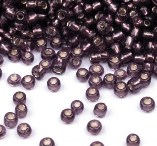 Korálky/rokajl - fialová s průtahem > (6/0) Ø4,1mm(sáček 30g)