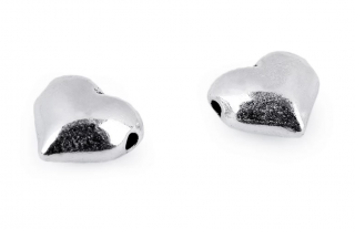 Kovový korálek srdce 8x8 mm - stříbrný