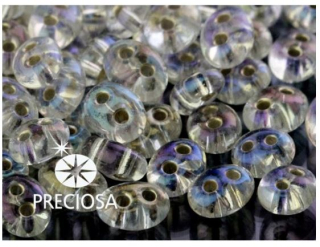 Korálky/rokajl TWIN (dvoudírkový) - průhledná AB lesk > 2,5x5 mm (10g)