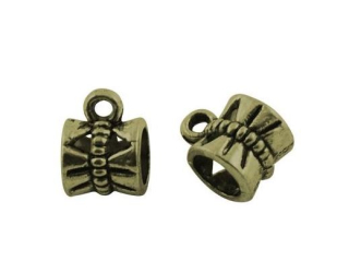 Korálek kovový s očkem - staroměď 10×7mm (2ks)