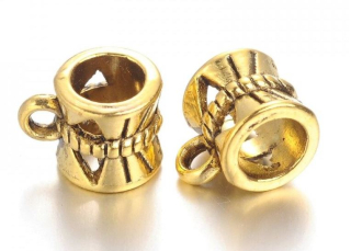 Korálek kovový s očkem - zlatý 10×7mm (2ks)