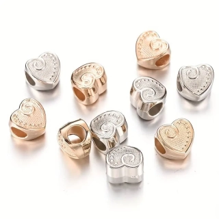 Plastové korálky VELKÝ PRŮVLEK - srdce - 11x11 mm (2ks)