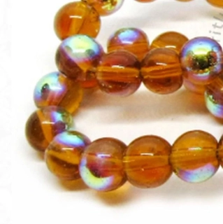 Korálky skleněné kulaté (sáček 20 g) - topaz ABlesk > Ø6mm