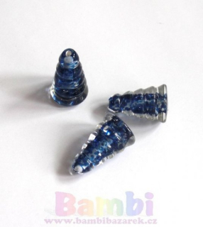 Vinuté perle kužel - modrá 18×11mm