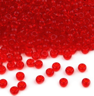 Rokajl PRECIOSA červená průhledná > (8/0) Ø2,9mm (sáček 20g)