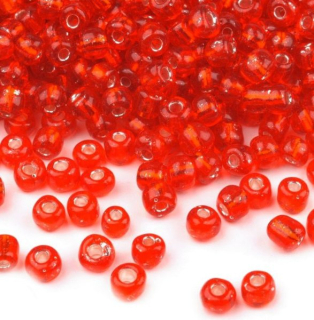 Korálky/rokajl s průtahem - červená > (8/0) Ø2,9mm (sáček 30g)