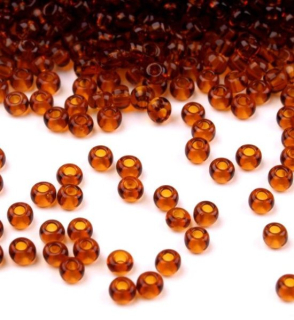 Rokajl PRECIOSA hnědá průhledná > (7/0) Ø3,5mm (sáček 20g)