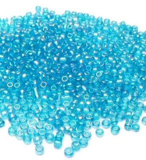 Korálky/rokajl průhledný modrá > (10/0) Ø2,3mm(sáček 50g)